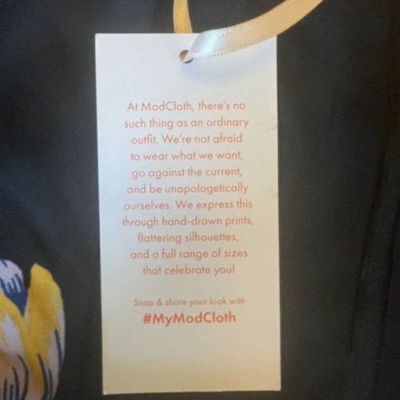 Modcloth Yellow Purple Black Floral Faux Wrap A Line Midi Dress Women's Size XXS - Picture 11 of 11